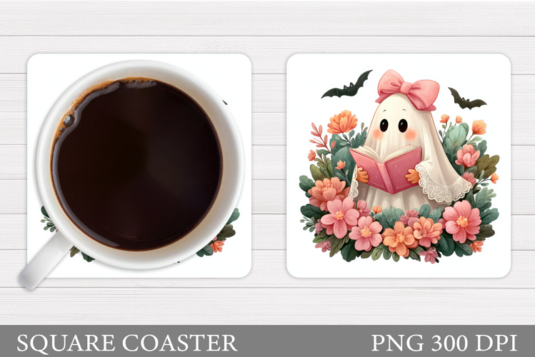 Cute Ghost Coaster Design. Cute Ghost Sublimation