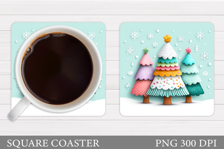 Christmas Tree Coaster Sublimation. Christmas Coaster Design