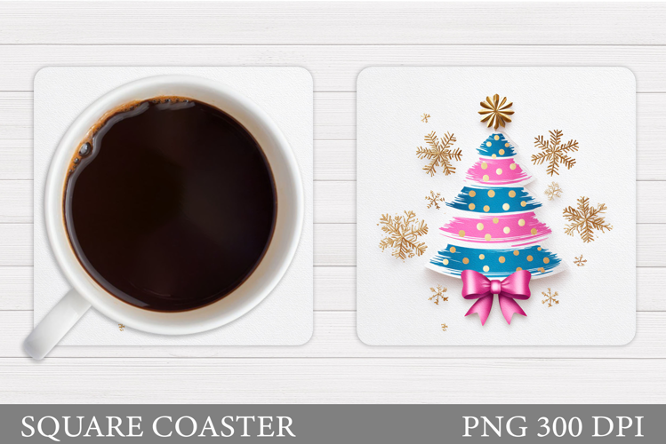 Christmas Tree Coaster Sublimation. Christmas Coaster Design