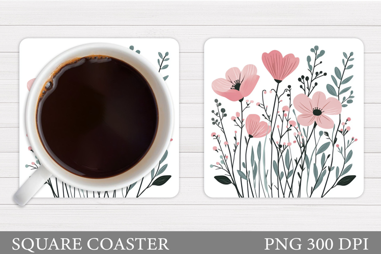 Wildflowers Coaster Design. Flowers Coaster Sublimation