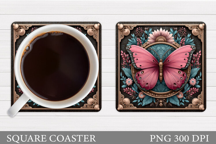 Butterfly Coaster Design. Butterfly Sublimation example image 1