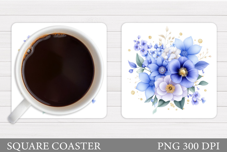 Flowers Square Coaster Sublimation. Flowers Coaster Design