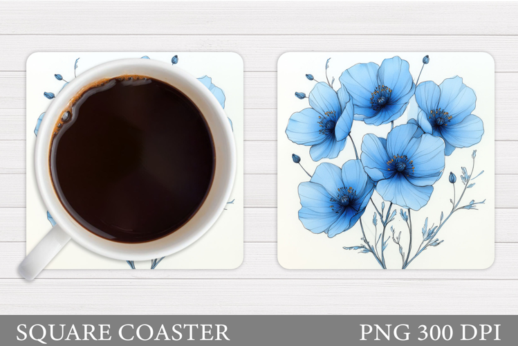 Flowers Square Coaster Sublimation. Flowers Coaster Design