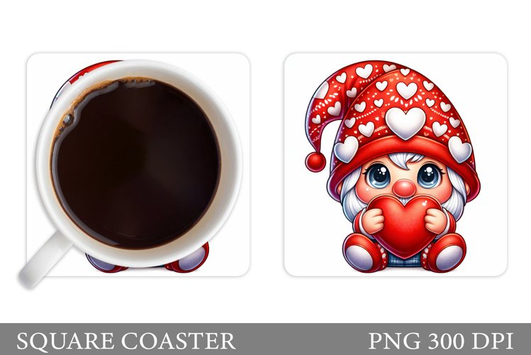 Valentines Gnome Coaster. Valentines Coaster Sublimation