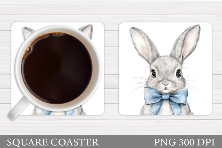 Cute Bunny Coaster Design. Cute Bunny Sublimation example image 1