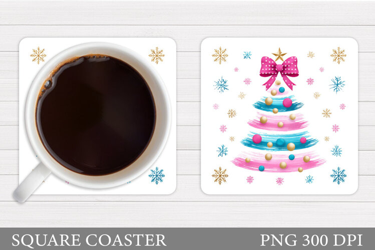 Christmas Tree Coaster Design. Christmas Coaster Sublimation example image 1