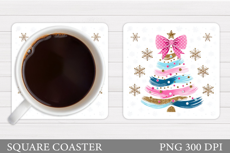 Christmas Tree Coaster Sublimation. Christmas Coaster Design