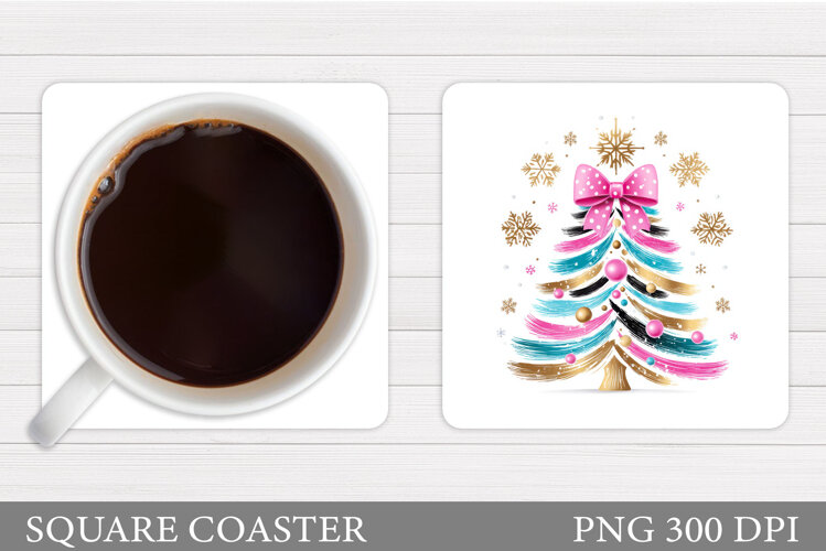 Christmas Tree Coaster Design. Christmas Coaster Sublimation example image 1