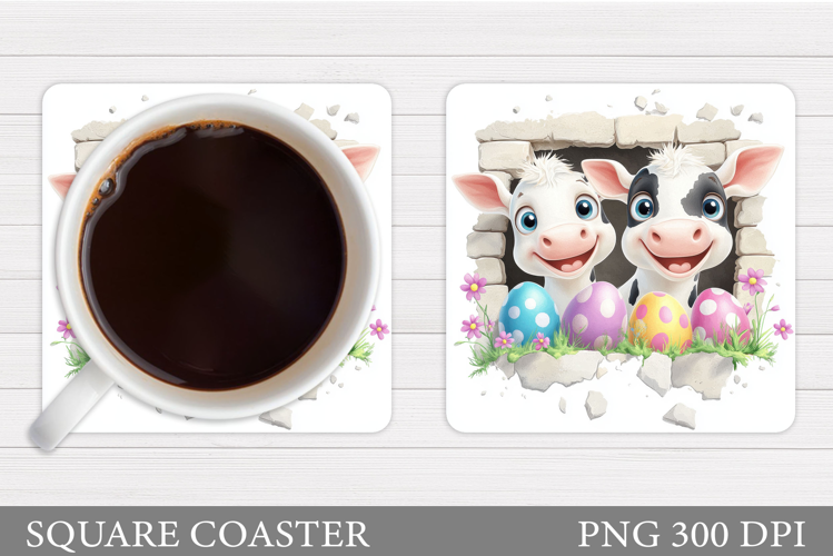 Easter Cow Coaster Design. Easter Coaster Sublimation
