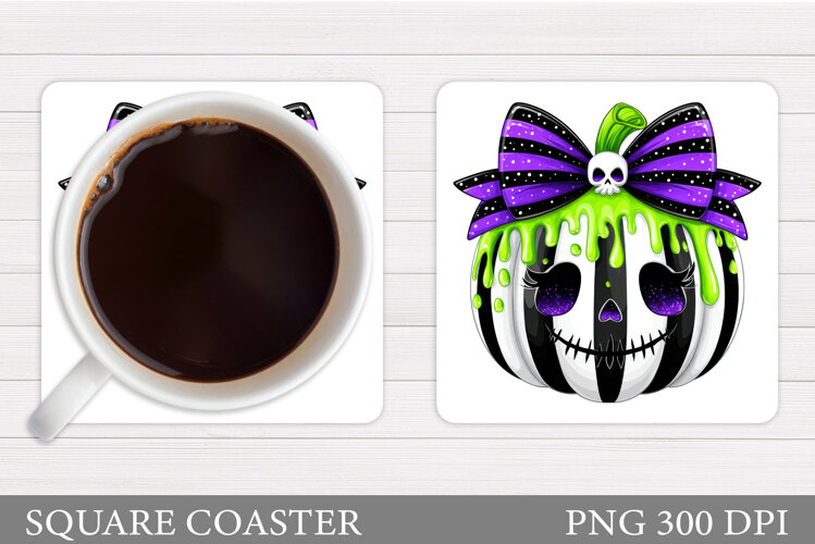 Halloween Pumpkin Coaster. Halloween Coaster Sublimation example image 1
