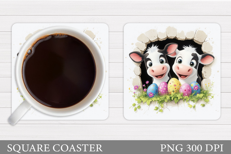 Easter Cow Coaster Design. Easter Coaster Sublimation