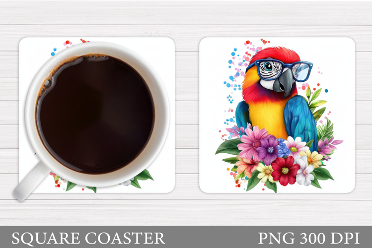Parrot Square Coaster Design. Parrot Coaster Sublimation