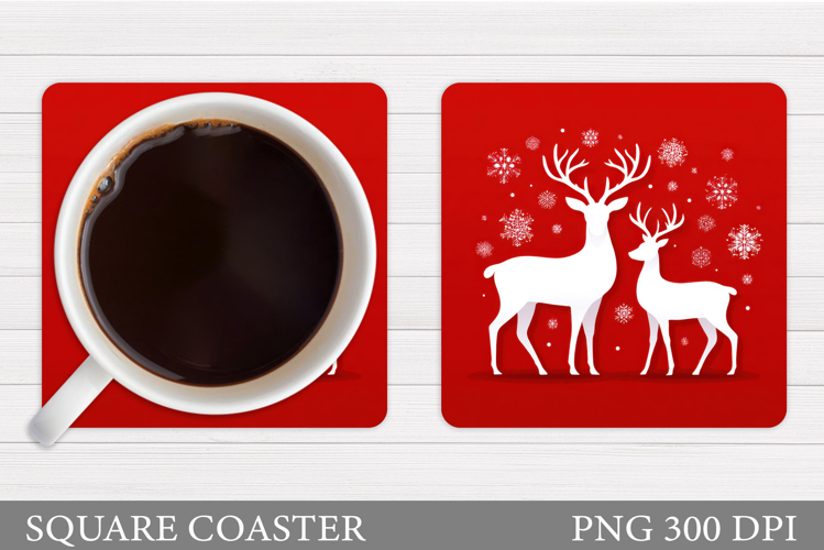 Reindeer Coaster Design. Christmas Coaster Sublimation