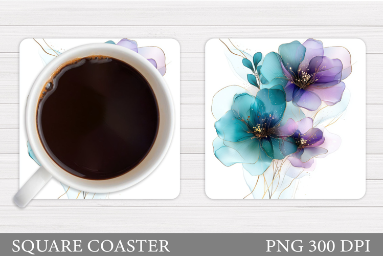 Flowers Coaster Sublimation. Floral Coaster Design