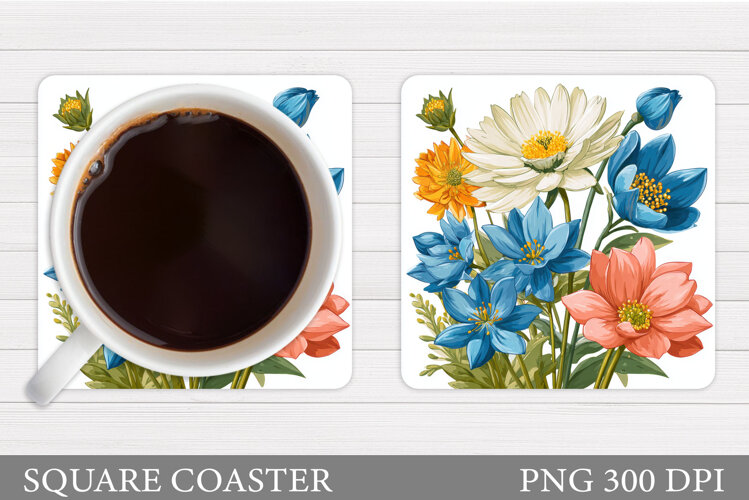 Wildflowers Coaster Design. Flowers Coaster Sublimation example image 1