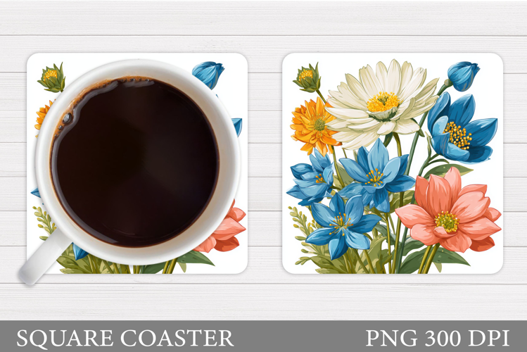 Wildflowers Coaster Design. Flowers Coaster Sublimation