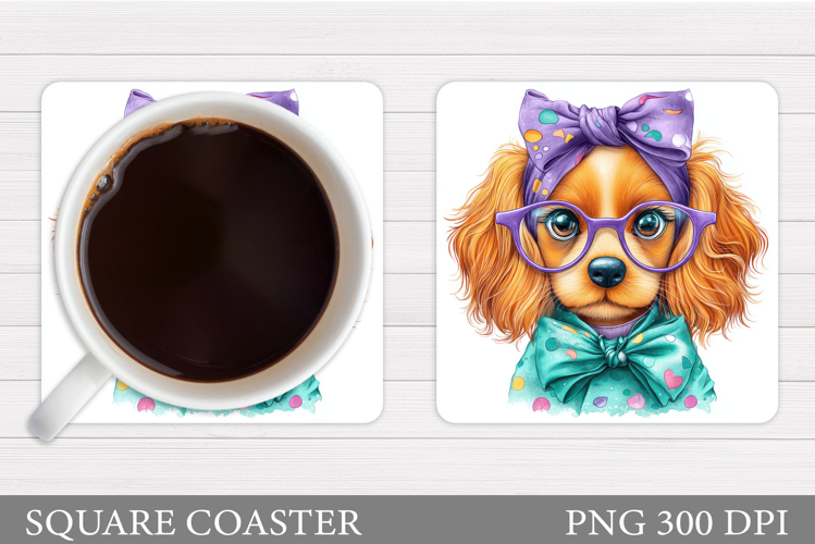 Cute Dog Coaster Sublimation. Cute Dog Sublimation