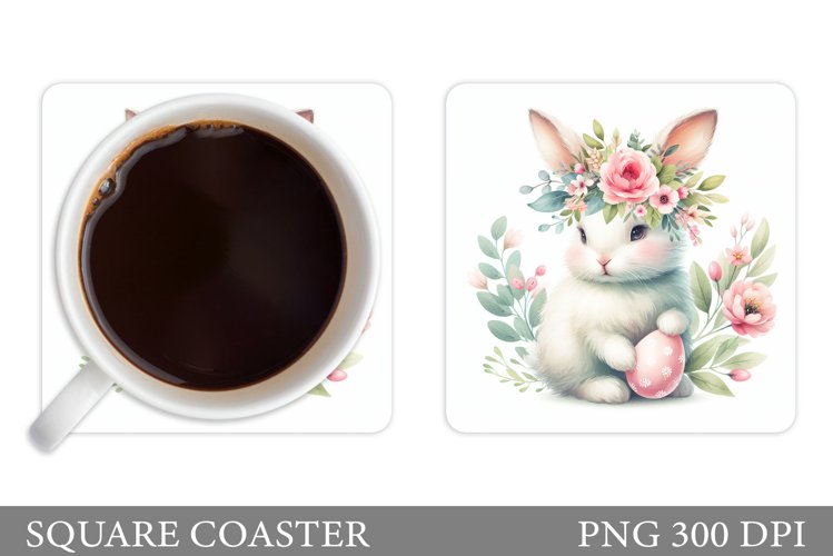 Easter Bunny Coaster Design. Easter Coaster Sublimation example image 1