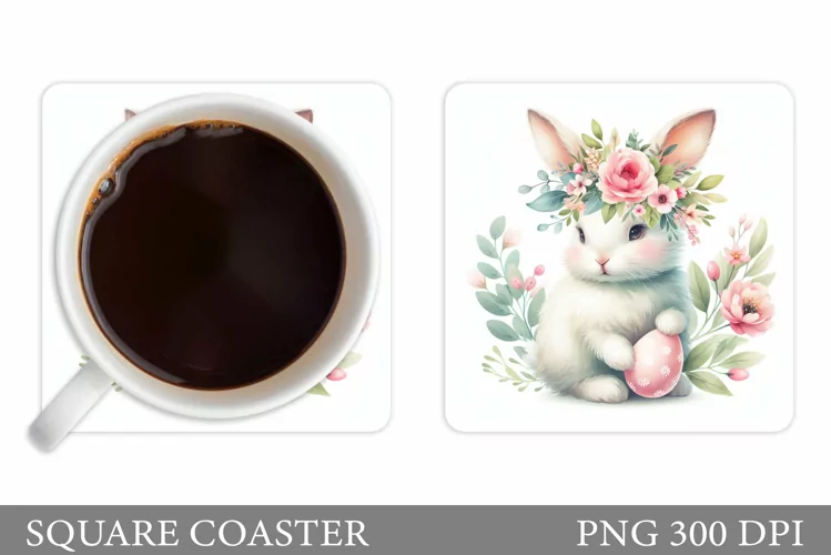 Easter Bunny Coaster Design. Easter Coaster Sublimation