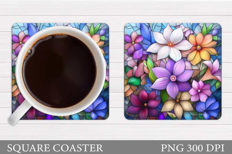 Wildflowers Coaster Sublimation. Flowers Coaster Design