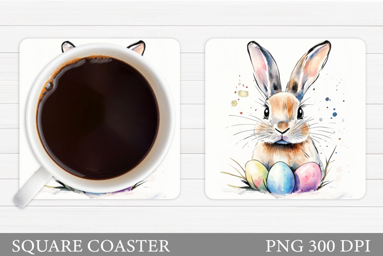 Cute Bunny Coaster Design. Cute Bunny Sublimation