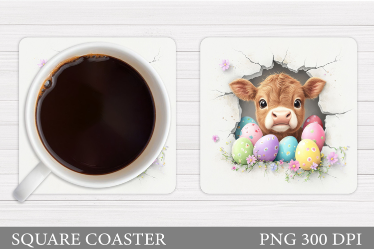 Easter Cow Coaster Design. Easter Cow Sublimation