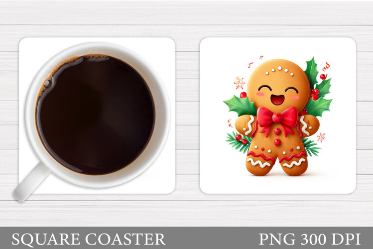 Gingerbread Coaster Design. Christmas Coaster Sublimation example image 1