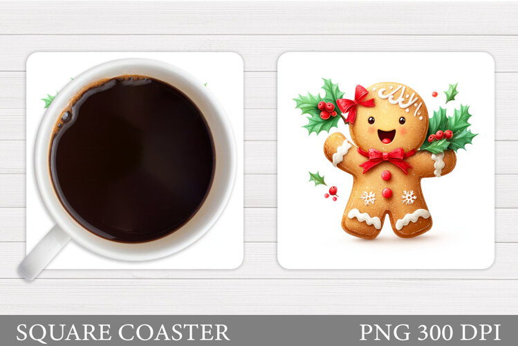 Gingerbread Coaster Design. Christmas Coaster Sublimation example image 1