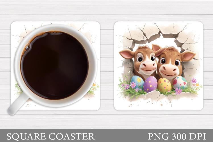 Easter Cow Coaster Design. Easter Coaster Sublimation