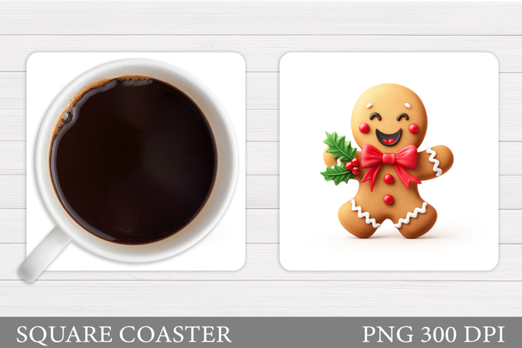 Cute Gingerbread Coaster. Christmas Coaster Design