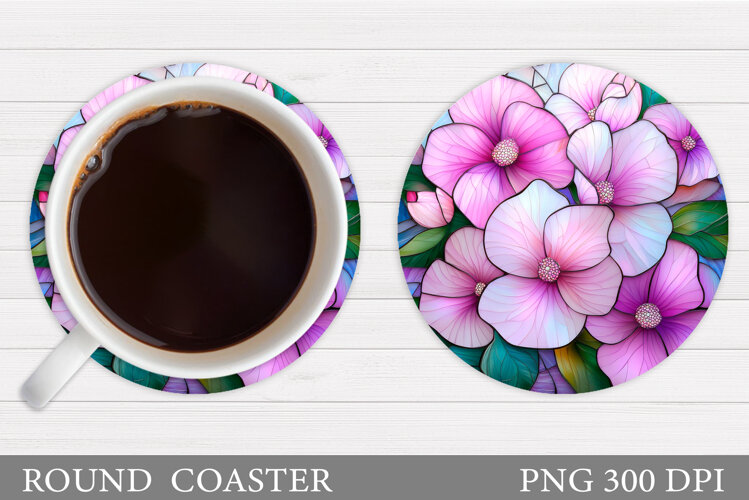 Flowers Coaster Sublimation. Floral Coaster Design example image 1