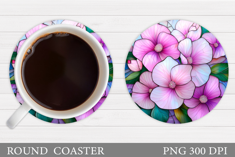 Flowers Coaster Sublimation. Floral Coaster Design