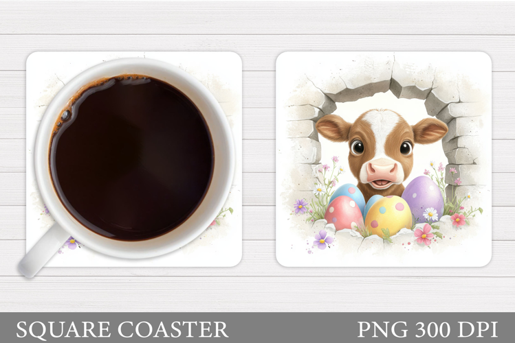 Easter Cow Coaster Design. Easter Cow Sublimation