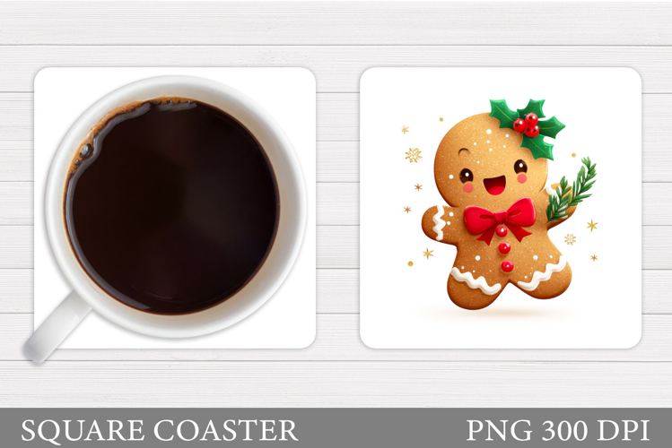 Cute Gingerbread Coaster. Christmas Coaster Design