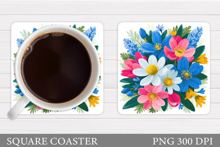 Wildflowers Coaster Design. Flowers Coaster Sublimation