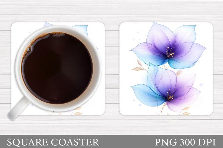 Floral Coaster Design. Flowers Coaster Sublimation