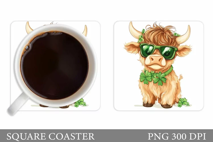 St Patrick Cow Coaster. St Patrick Coaster Sublimation