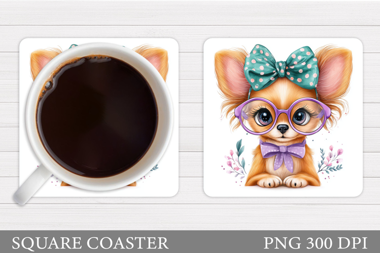 Cute Dog Coaster Sublimation. Cute Dog Sublimation