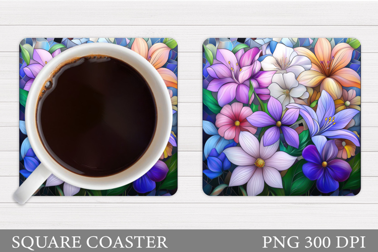 Flowers Coaster Sublimation. Wildflowers Coaster Design