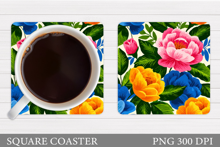 Floral Coaster Design. Flowers Coaster Sublimation