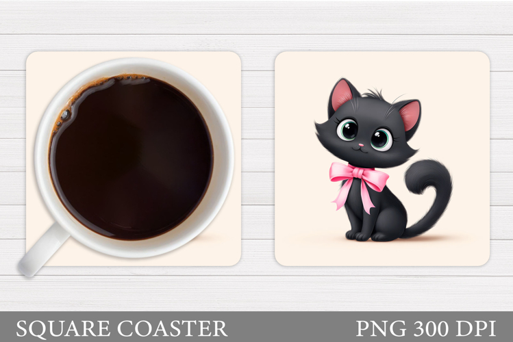 Cute Cat Coaster Design. Cute Cat Sublimation