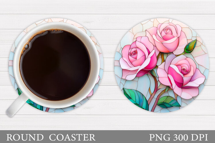 Roses Coaster Sublimation. Flowers Coaster Design example image 1
