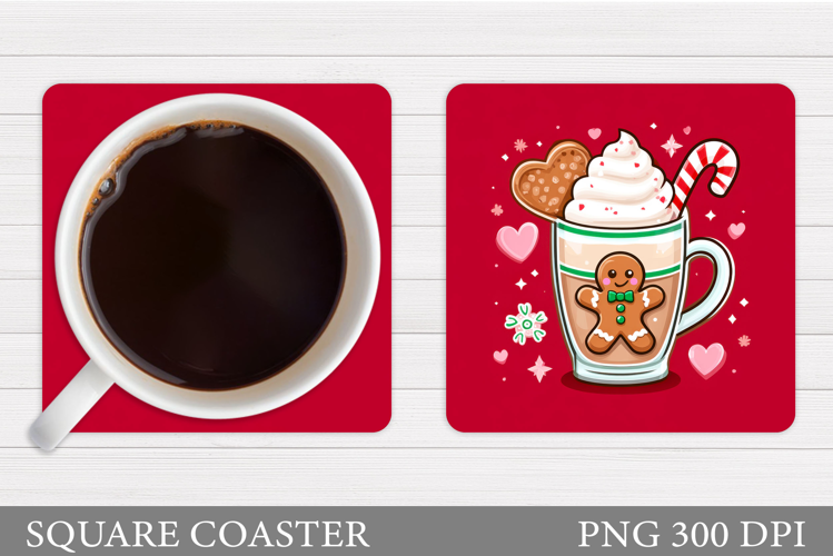 Cute Gingerbread Coaster. Christmas Drink Coaster Design