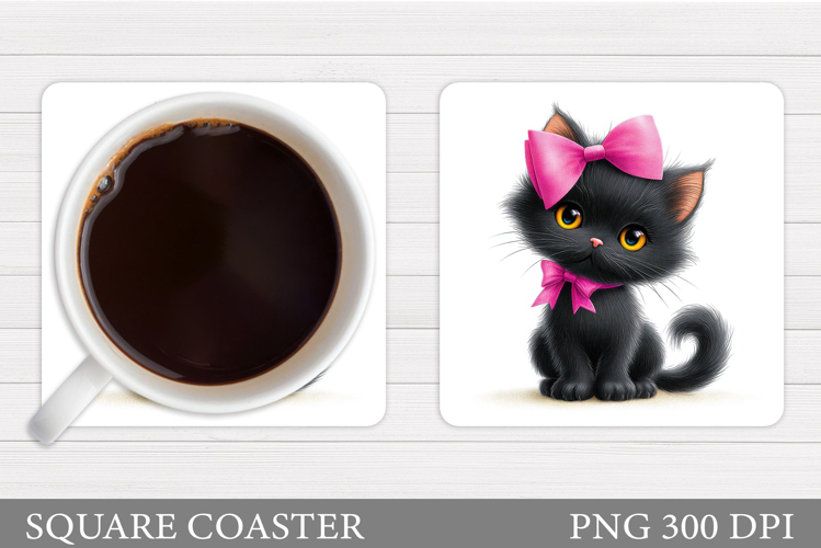 Cute Cat Coaster Design. Cute Cat Sublimation