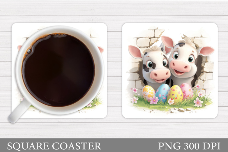 Easter Cow Coaster Design. Easter Coaster Sublimation