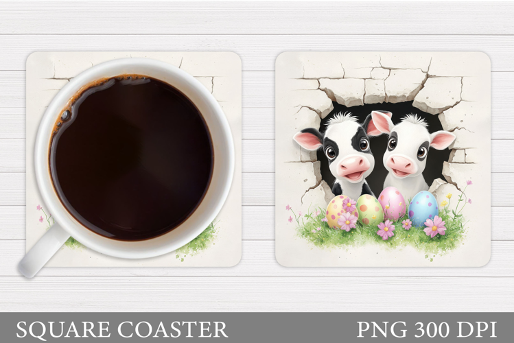 Easter Cow Coaster Design. Easter Coaster Sublimation