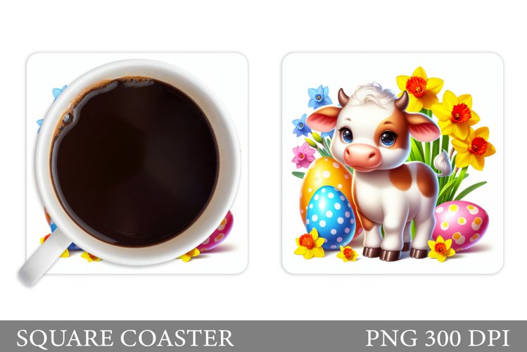 Easter Cow Coaster Design. Easter Coaster Sublimation