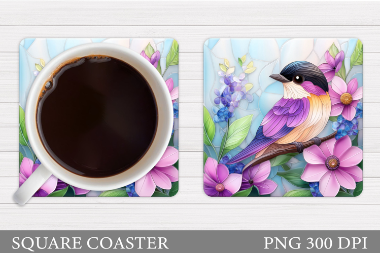 Bird Coaster Design. Bird Flowers Coaster Sublimation