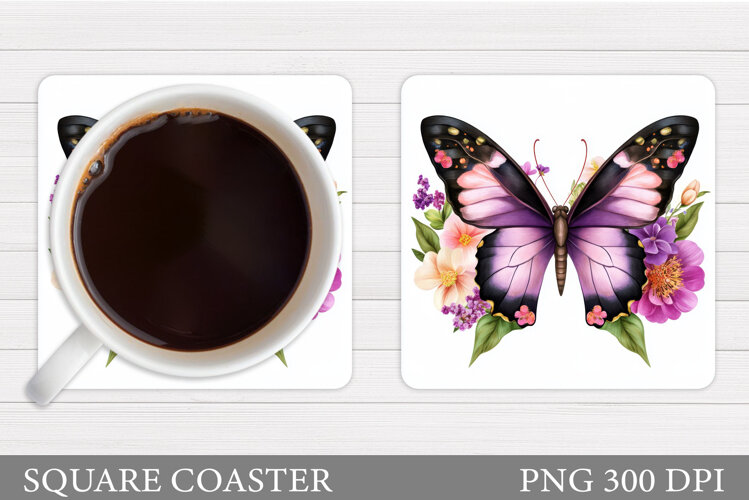 Butterfly Coaster Design. Butterfly Sublimation example image 1