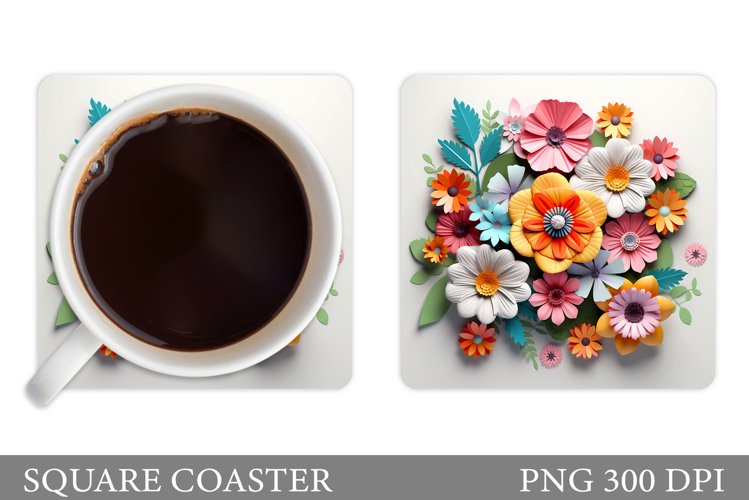 3D Flowers Coaster Design. Flowers Coaster Sublimation example image 1